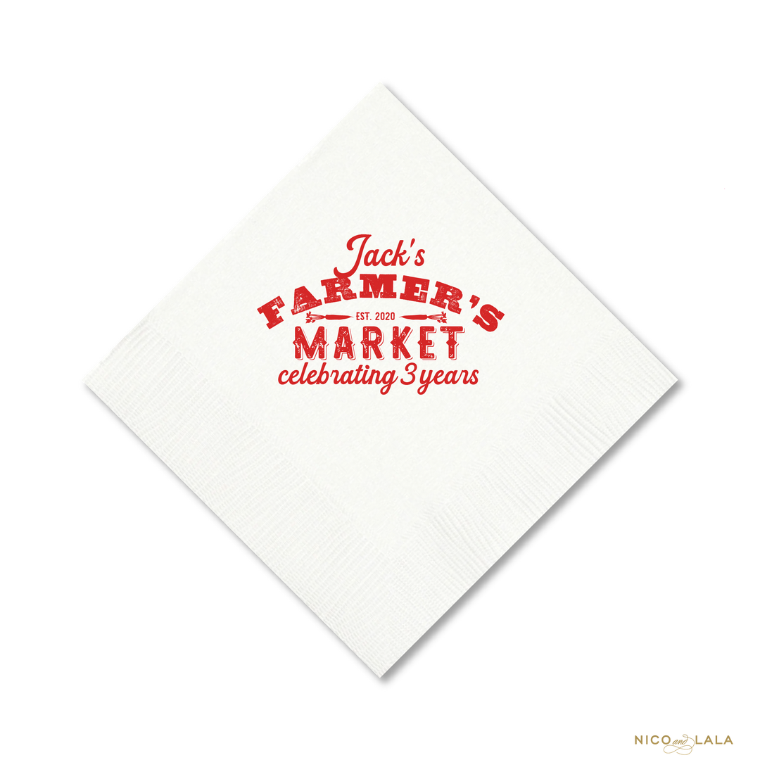 Farmers Market Primary Birthday Napkins
