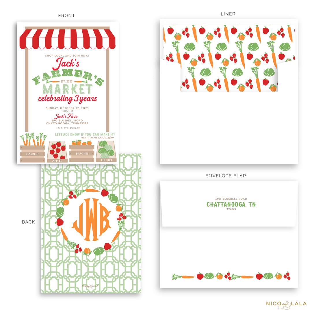 Primary Farmers Market Birthday Invitations