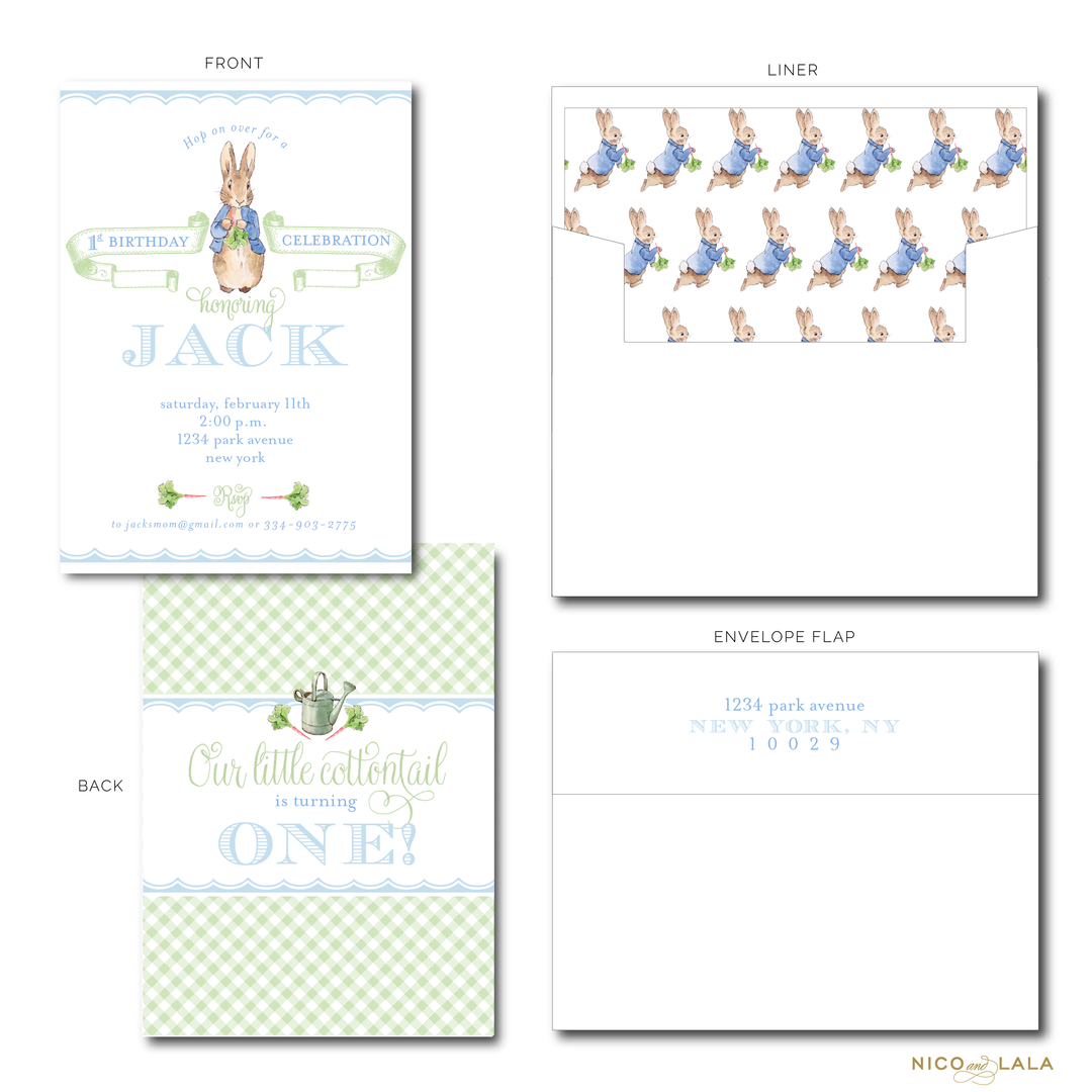 Boy Peter Rabbit Birthday Invitations