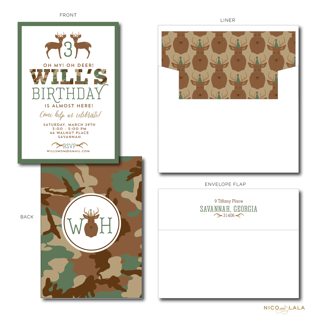CAMO BIRTHDAY INVITATIONS