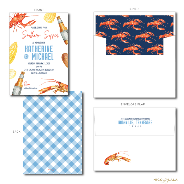 Crawfish Couples Baby Shower Invitation