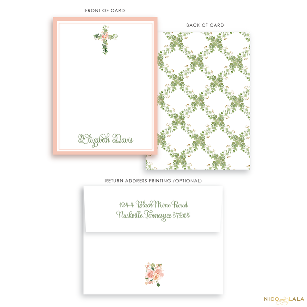 Floral Cross Stationery