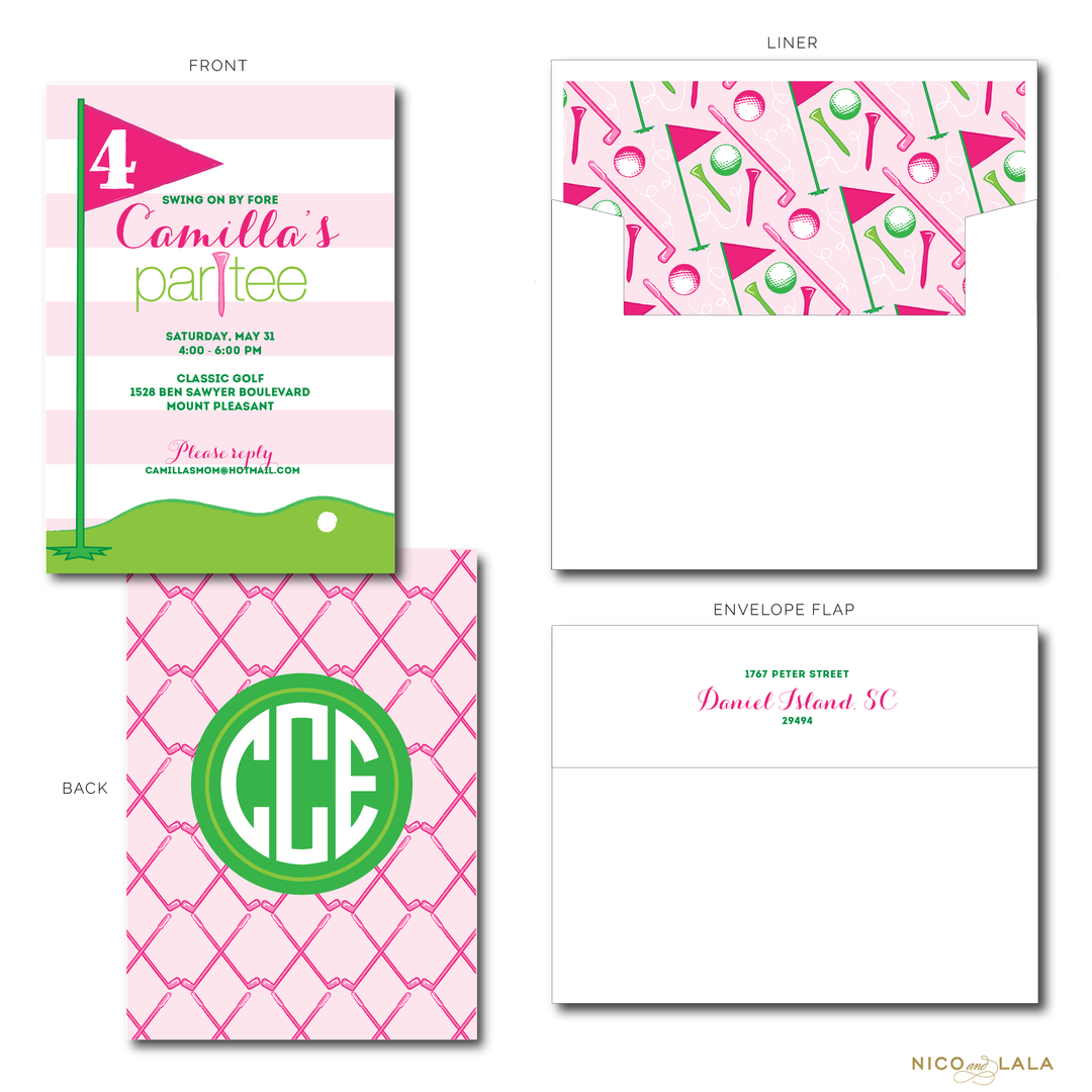 GIRLY GOLF BIRTHDAY INVITATIONS