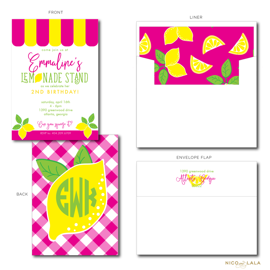 LEMONADE BIRTHDAY INVITATIONS