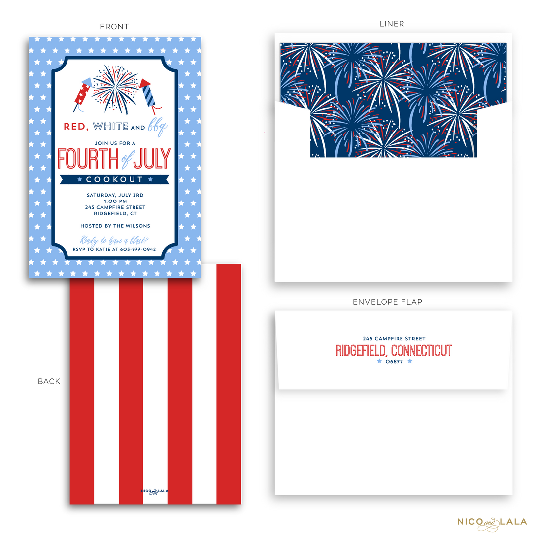 Patriotic 4th of July Party Invitations