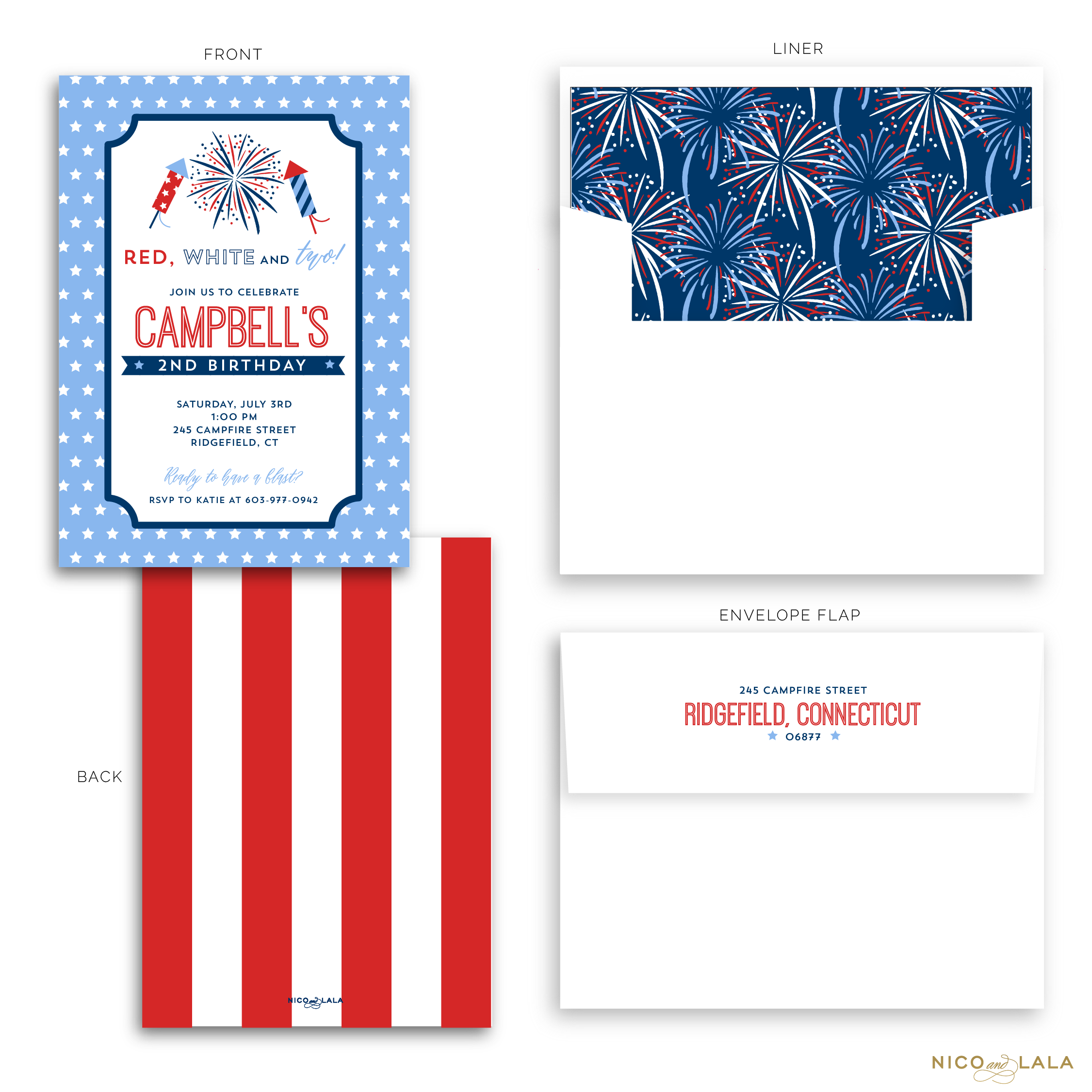 Patriotic Birthday Invitations | Nico and Lala, image size:2251x2251