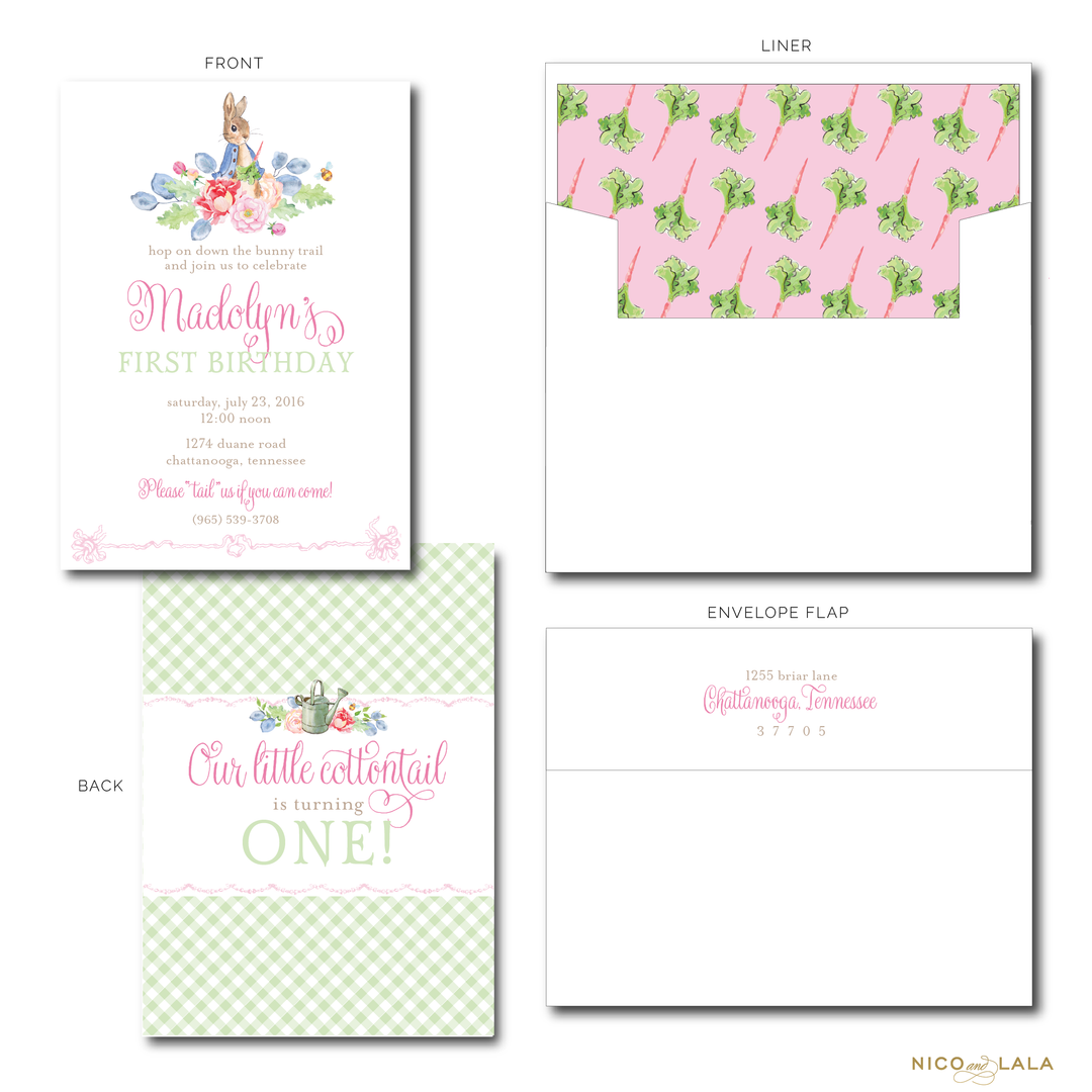 GIRL PETER RABBIT BIRTHDAY INVITATIONS