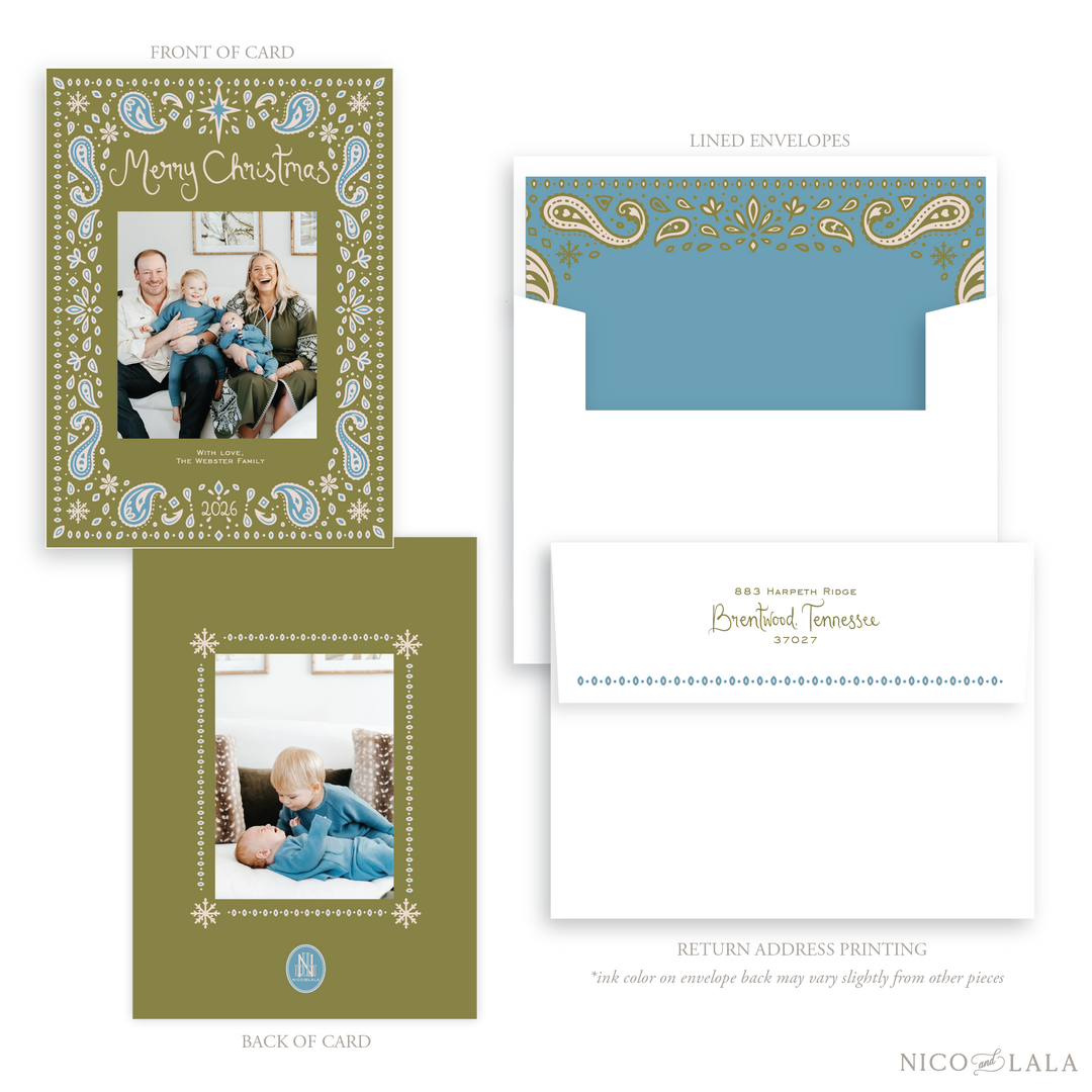 Bandana Christmas Card, Olive