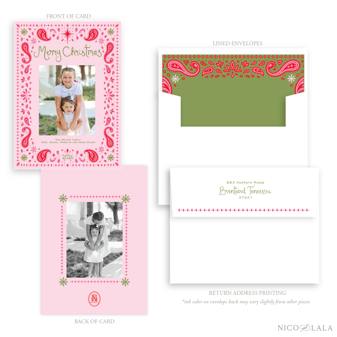 Bandana Christmas Card, Pink