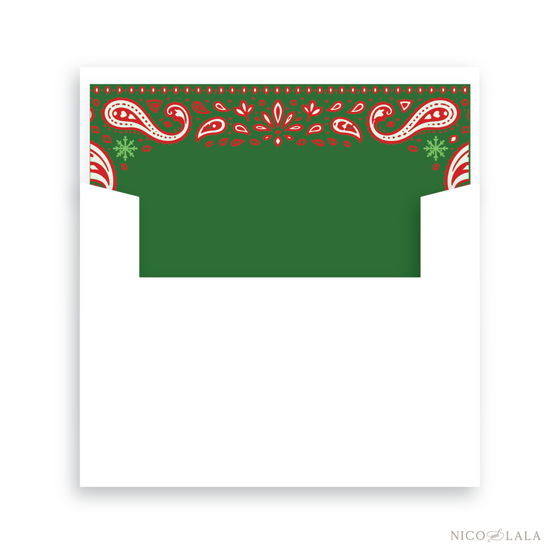 Bandana Christmas Card Lined Envelopes