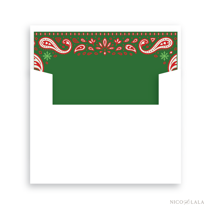 Bandana Christmas Card Lined Envelopes