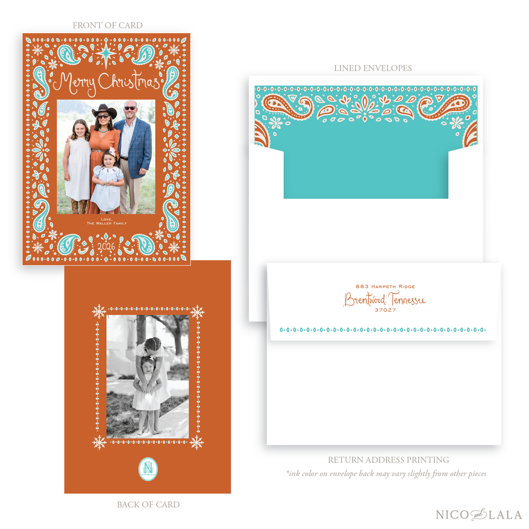 Bandana Christmas Card, Terracotta