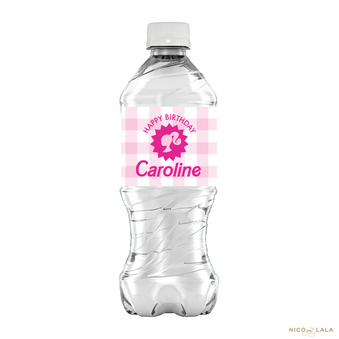 Barbie Birthday Water Bottle Labels