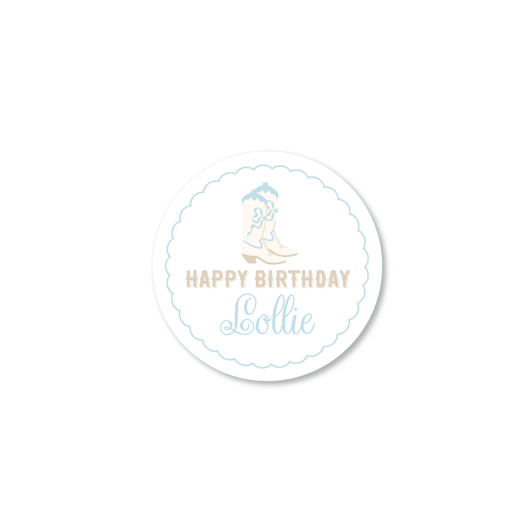 Boots and Bows Birthday Stickers