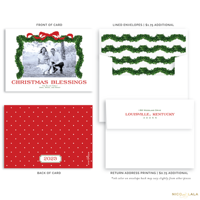 Boxwood Blessings Christmas Card, Christmas Red