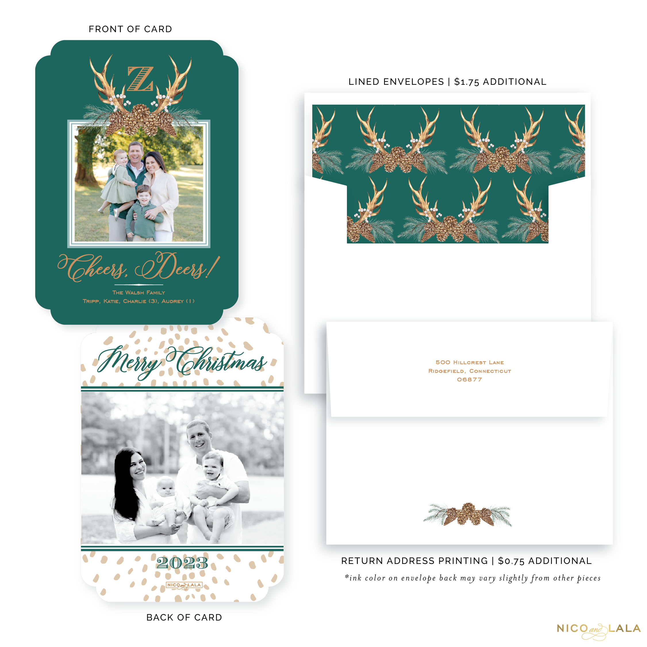 Chic Antlers Die Cut Christmas Card