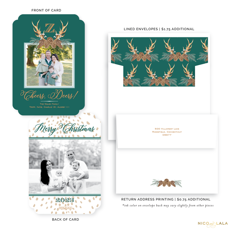 Chic Antlers Die Cut Christmas Card