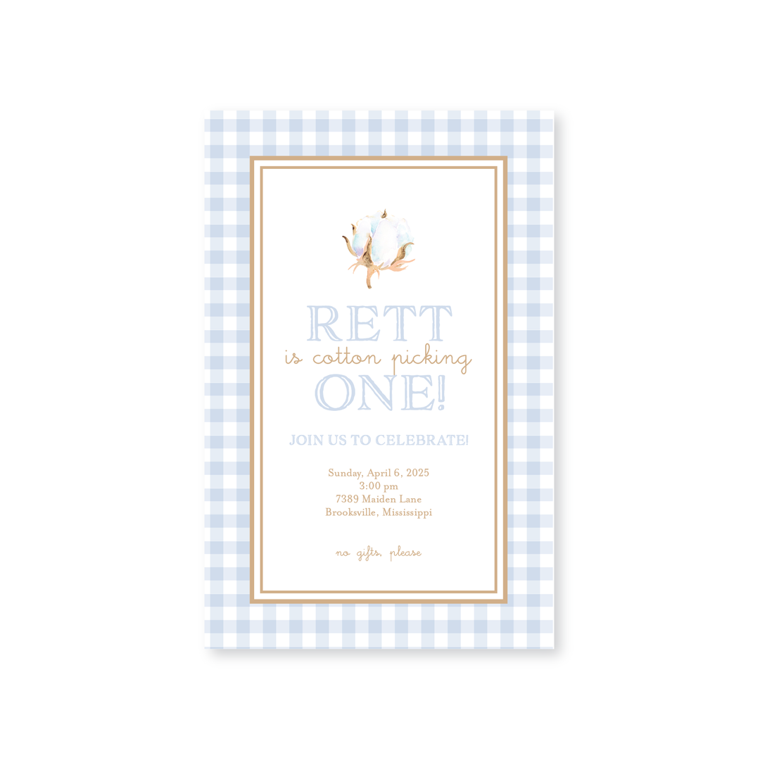 Cotton Picking Birthday Invitations