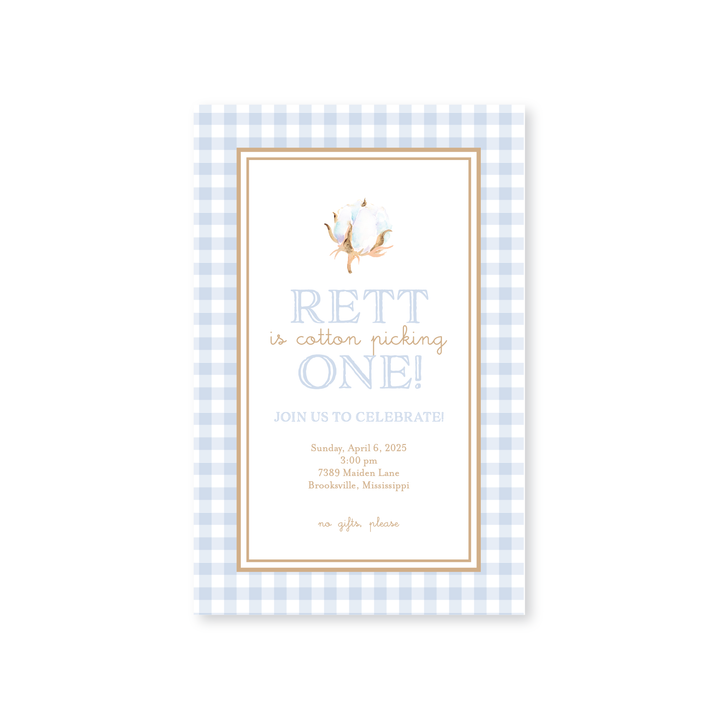 Cotton Picking Birthday Invitations