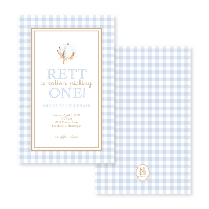 Cotton Picking Birthday Invitations
