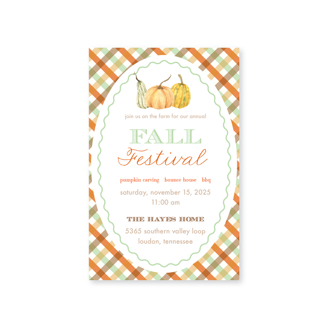 Fall Gingham Invitations