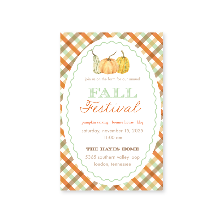 Fall Gingham Invitations