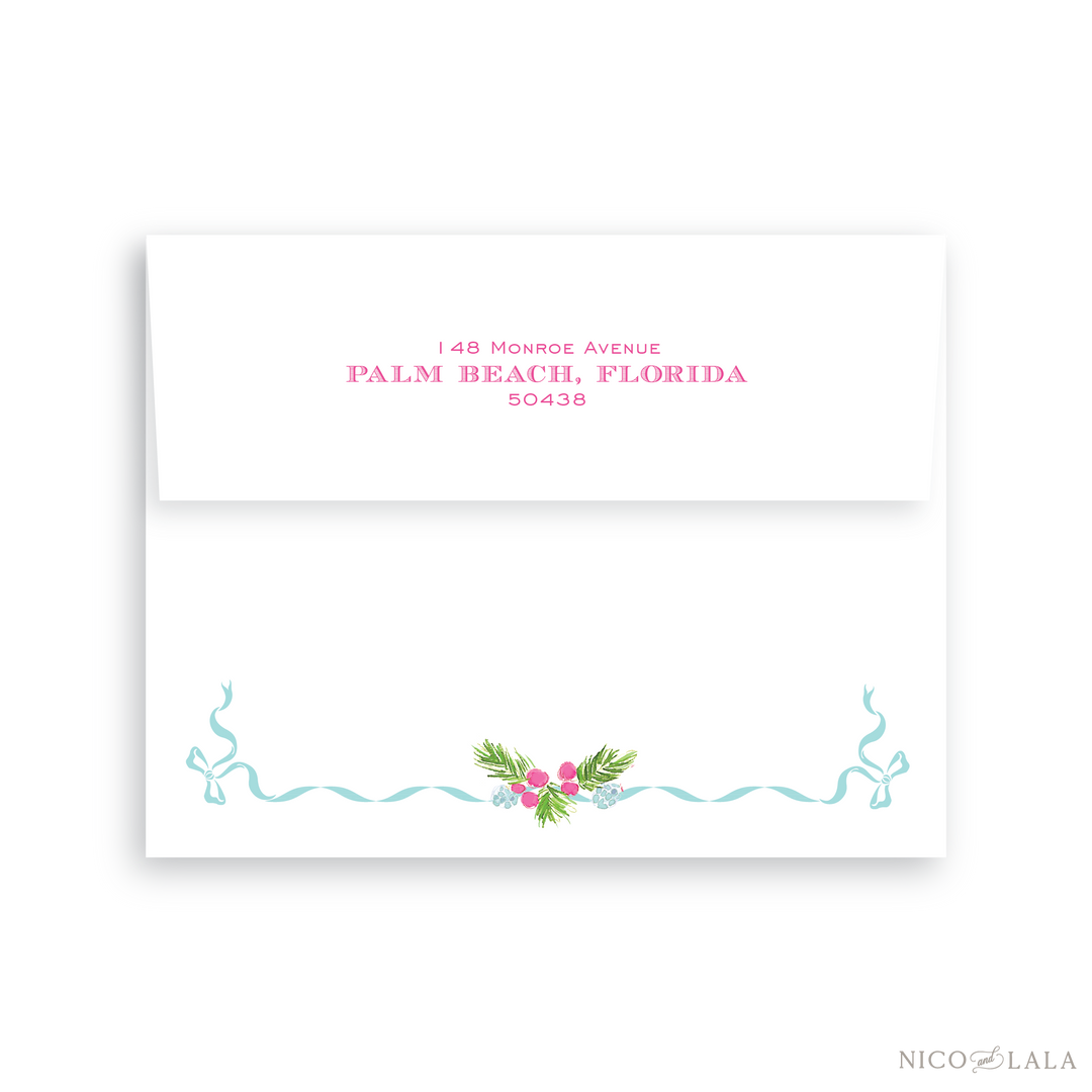 Festive Sprig Christmas Card Return Address Printing