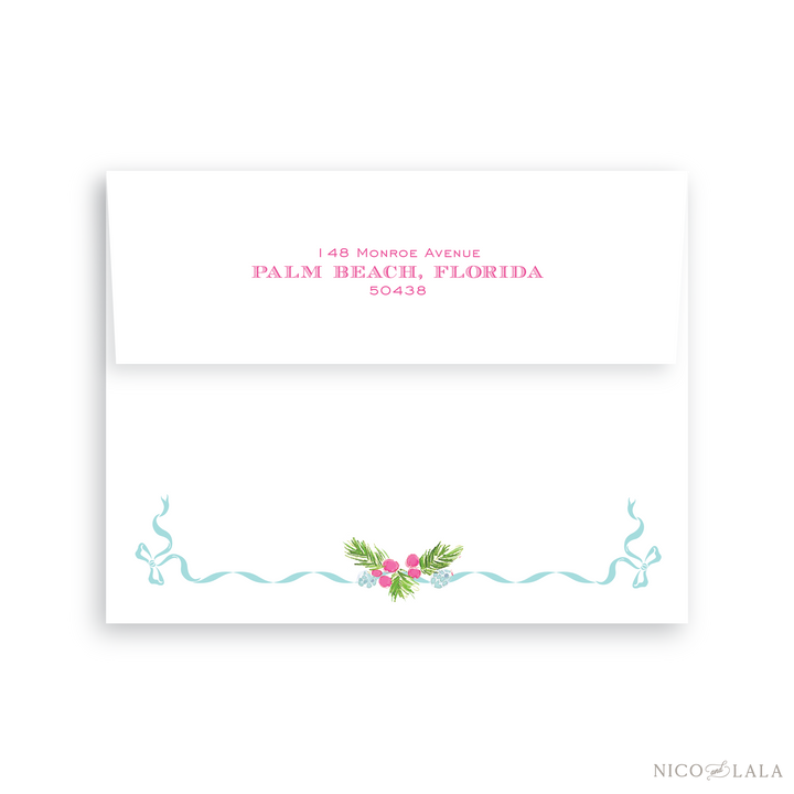 Festive Sprig Christmas Card Return Address Printing