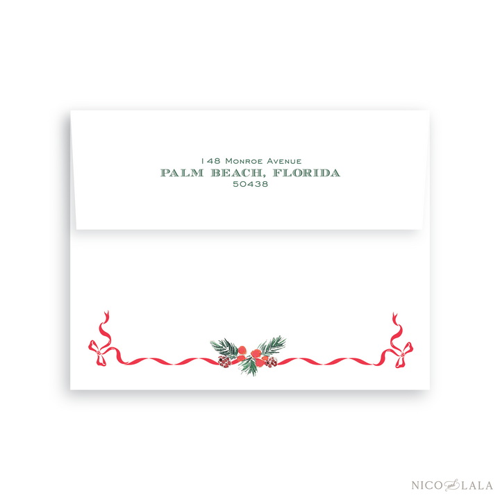 Festive Sprig Christmas Card Return Address Printing