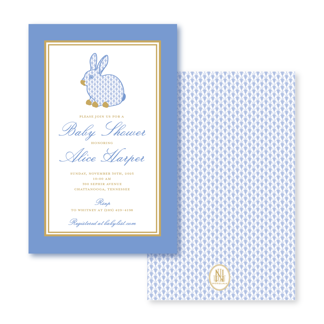 Porcelain Blue Bunny Invitations
