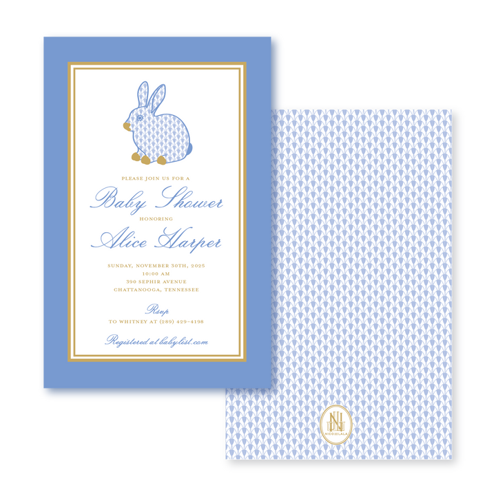 Porcelain Blue Bunny Invitations