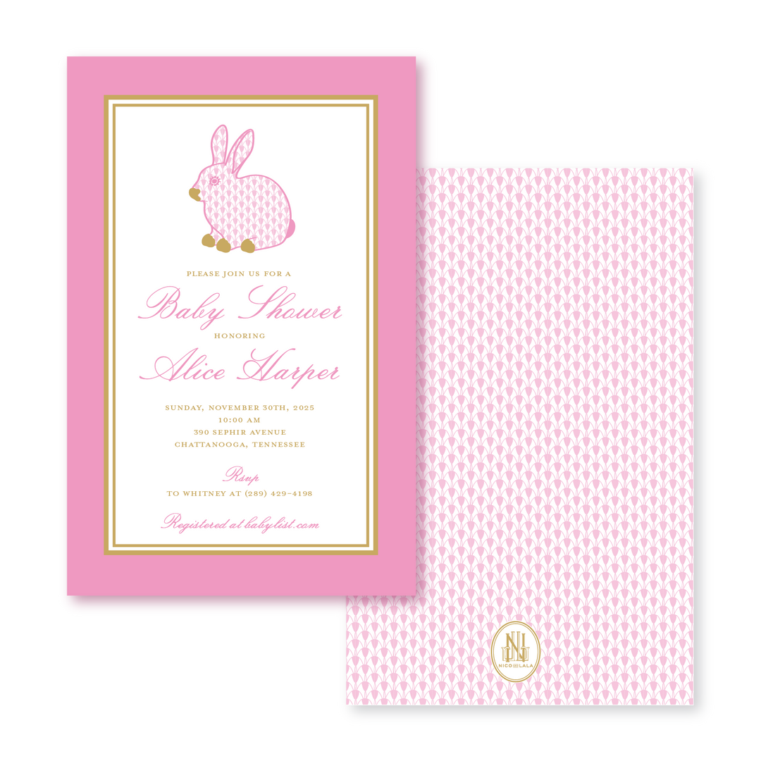 Porcelain Pink Bunny Invitations