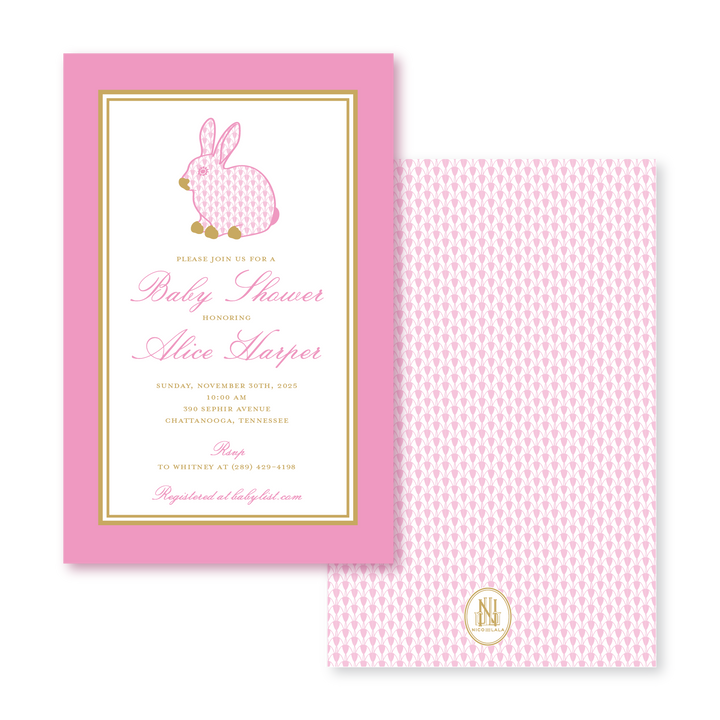 Porcelain Pink Bunny Invitations