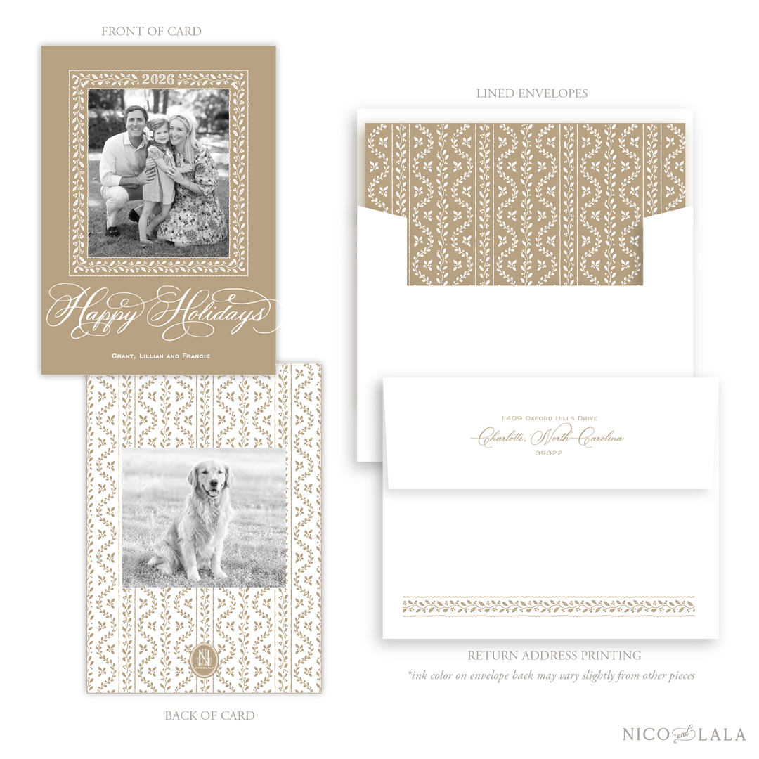 Grandmillenial Holly Christmas Card, Khaki