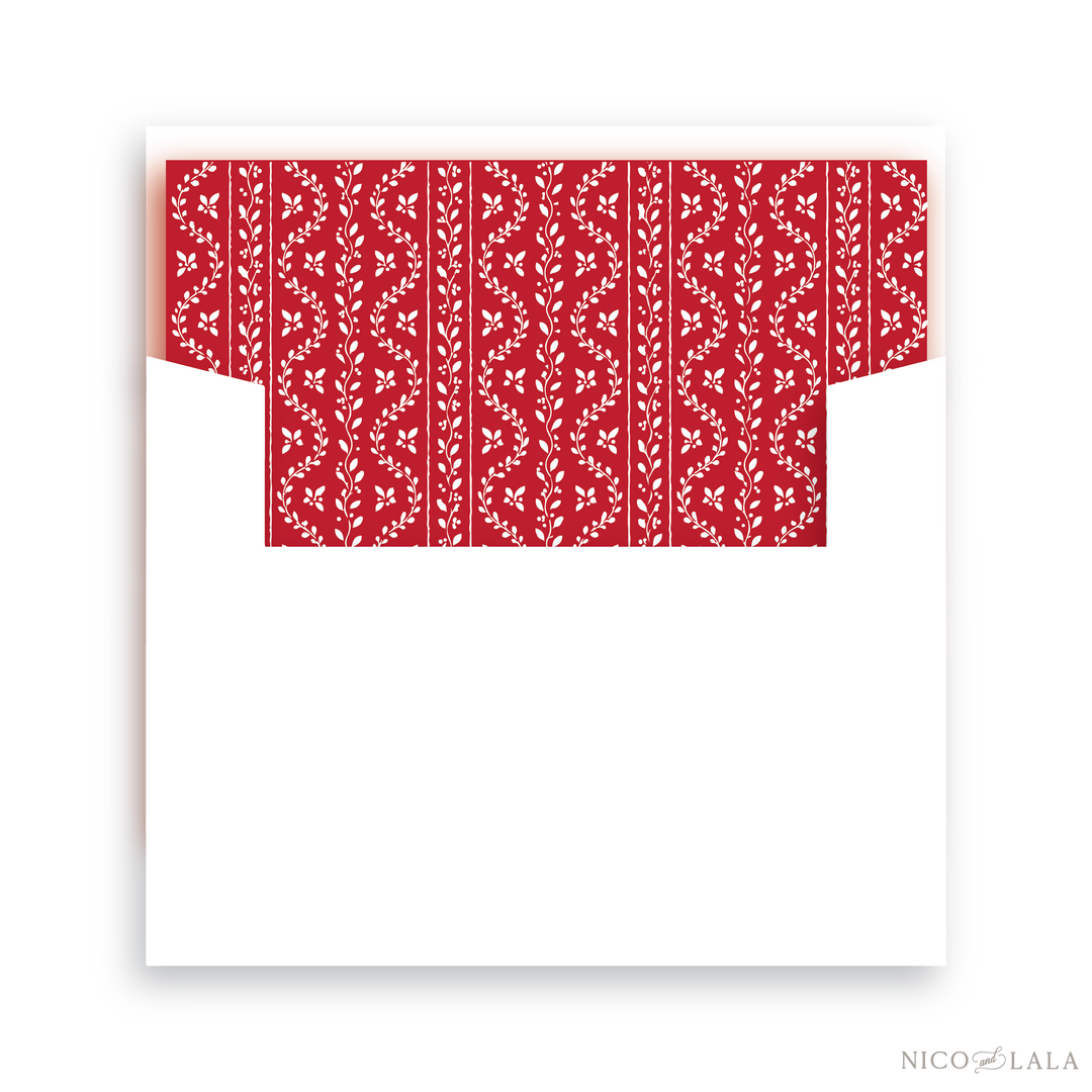Grandmillenial Holly Christmas Card Lined Envelopes