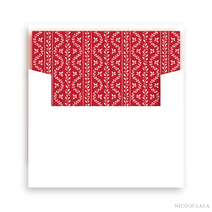 Grandmillenial Holly Christmas Card Lined Envelopes