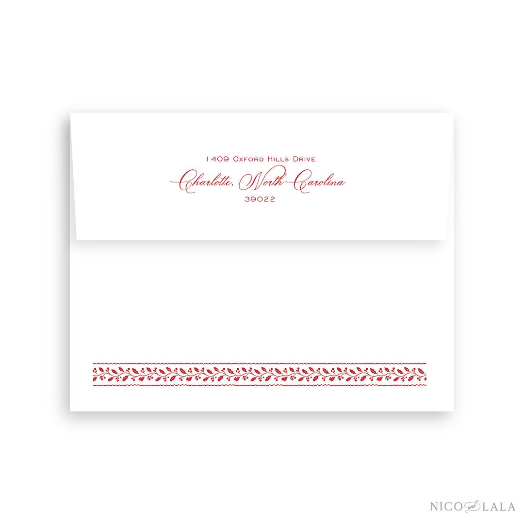 Grandmillenial Holly Christmas Card Return Address Printing