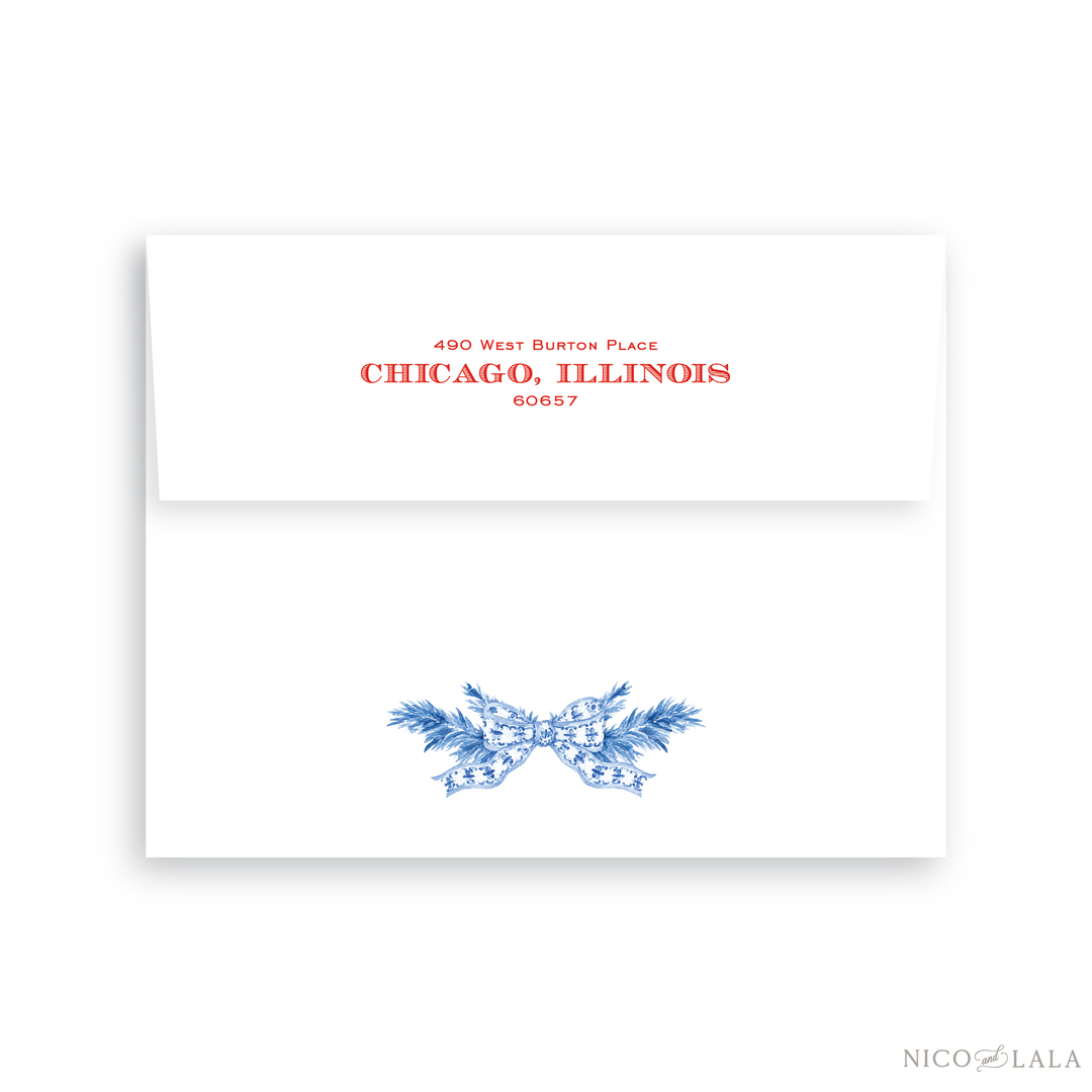 Joy Wreath Die Cut Christmas Card Return Address Printing