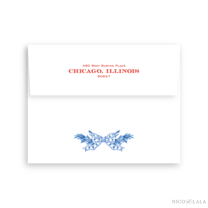 Joy Wreath Die Cut Christmas Card Return Address Printing