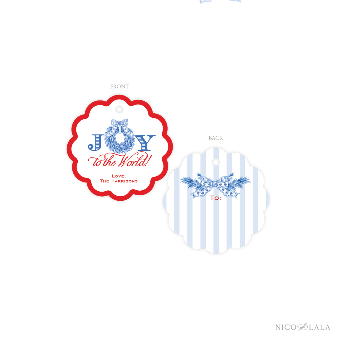 Joy Wreath Scallop Gift Tags