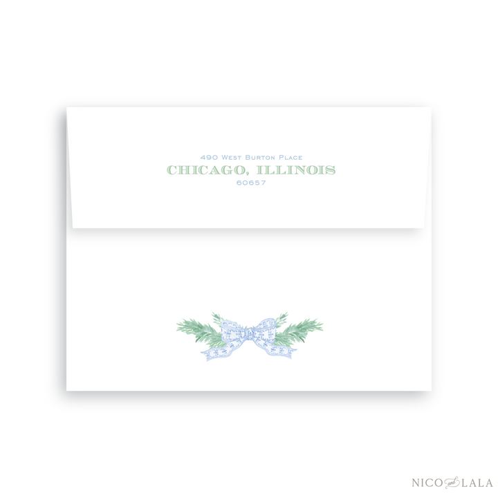 Joy Wreath Die Cut Christmas Card Return Address Printing