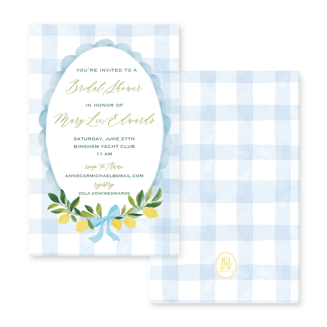 Lemon Gingham Invitations