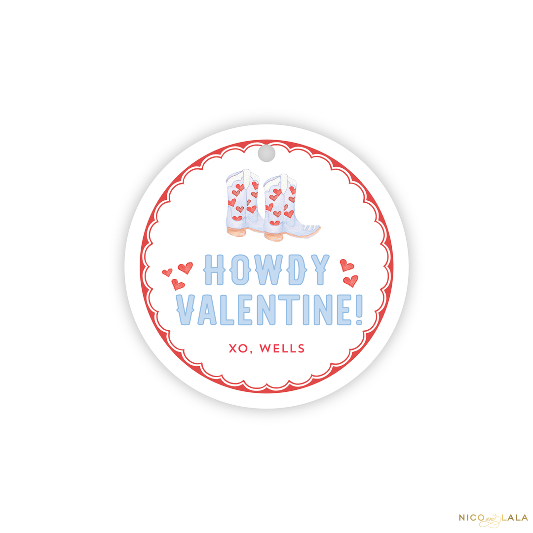 Boots Valentines Tags, Blue