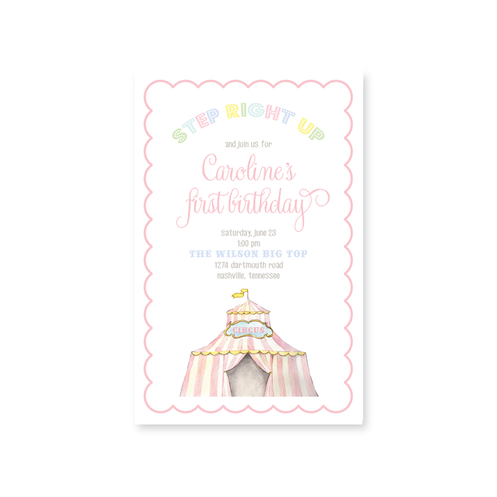 Pastel Circus Birthday Invitations