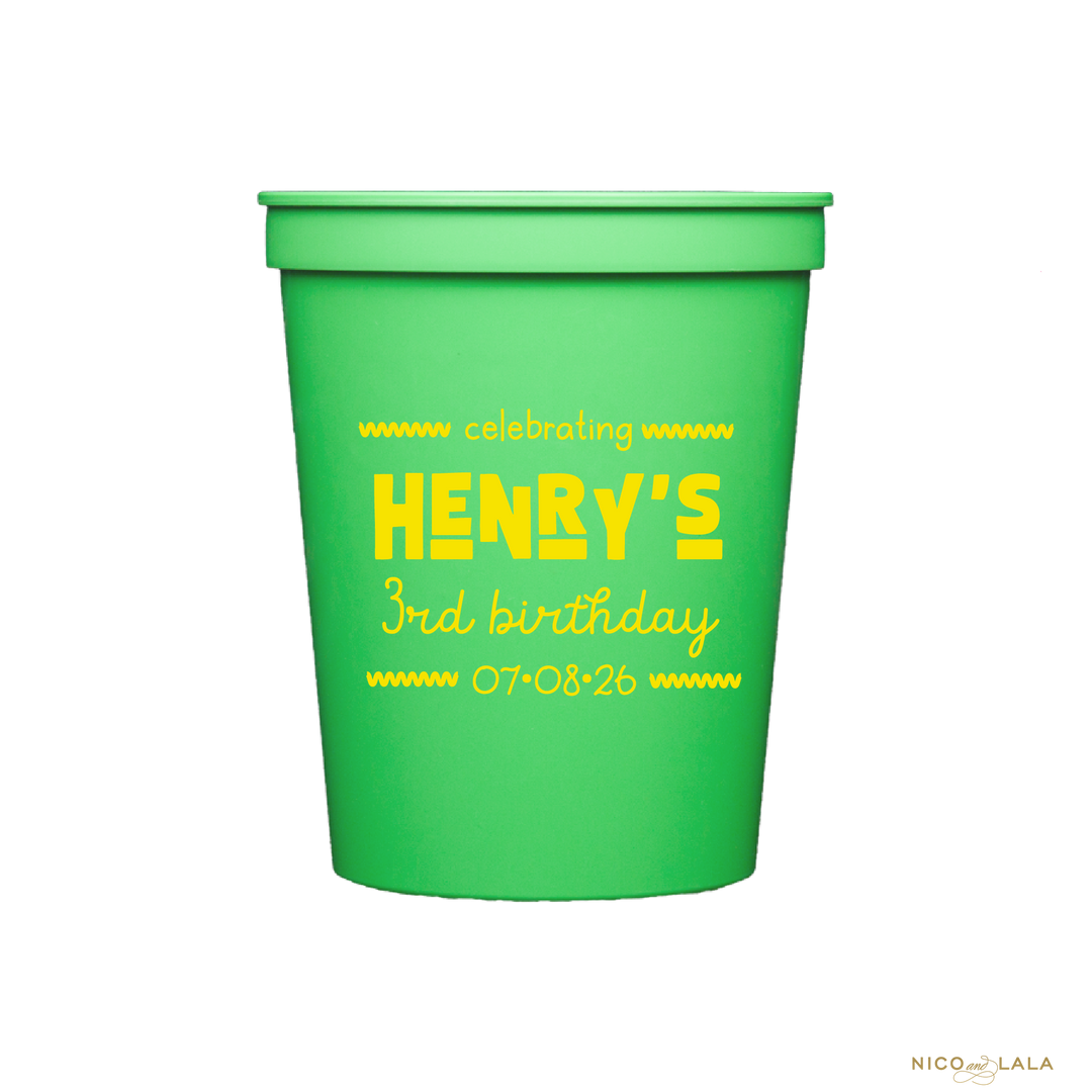 Primary Plaid Birthday Cups
