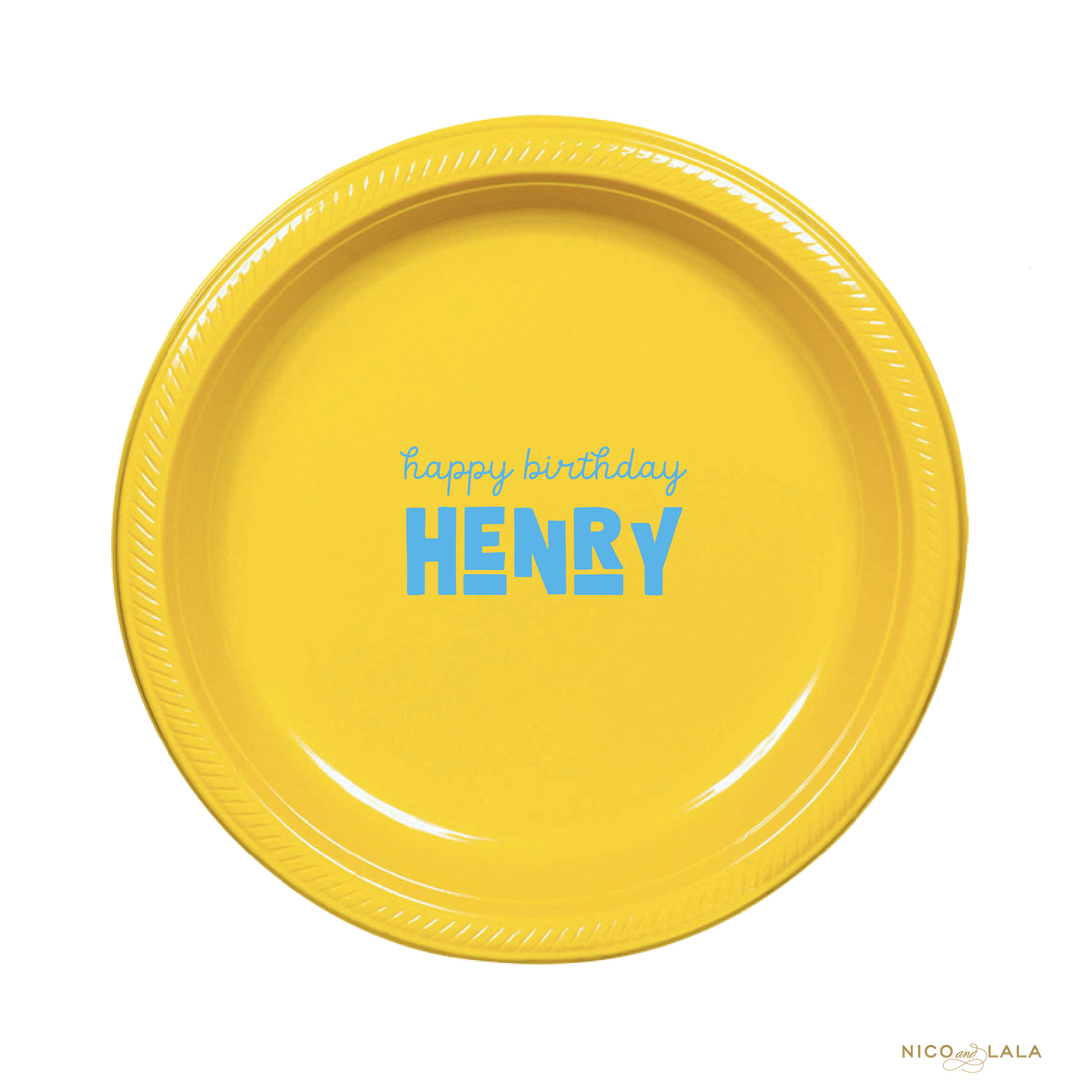 Primary Plaid Birthday Plates