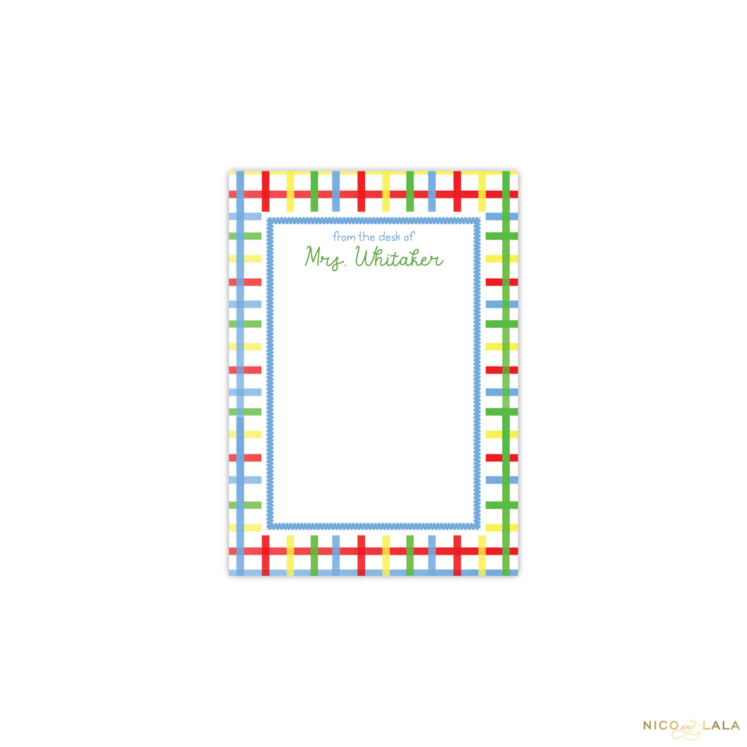 Primary Plaid Desk Notepad