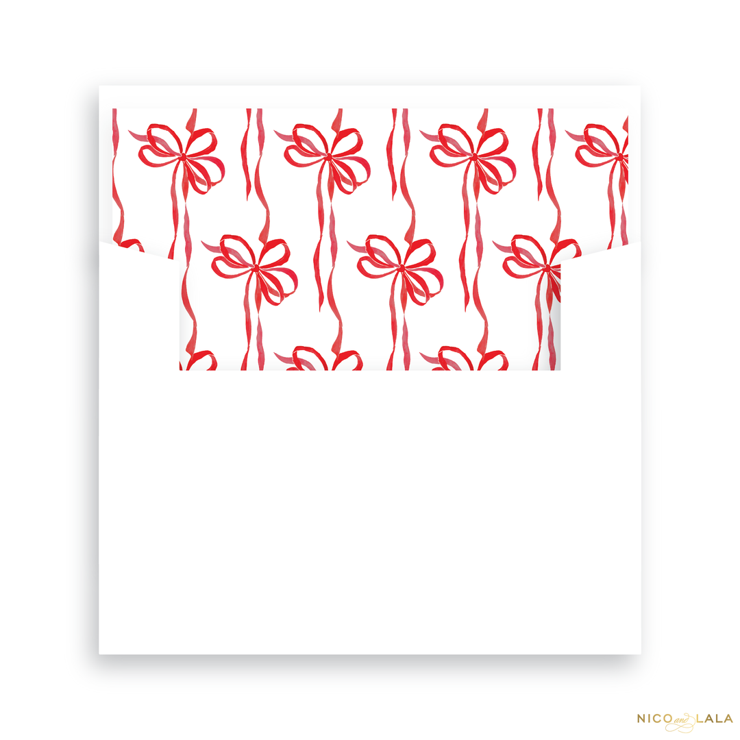 Ribbon Garland Christmas Card Lined Envelopes