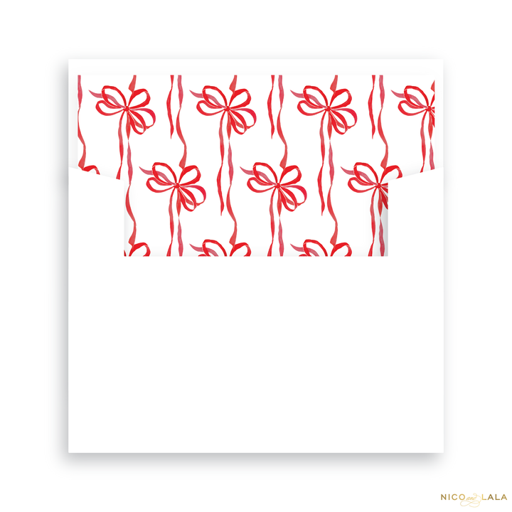 Ribbon Garland Christmas Card Lined Envelopes