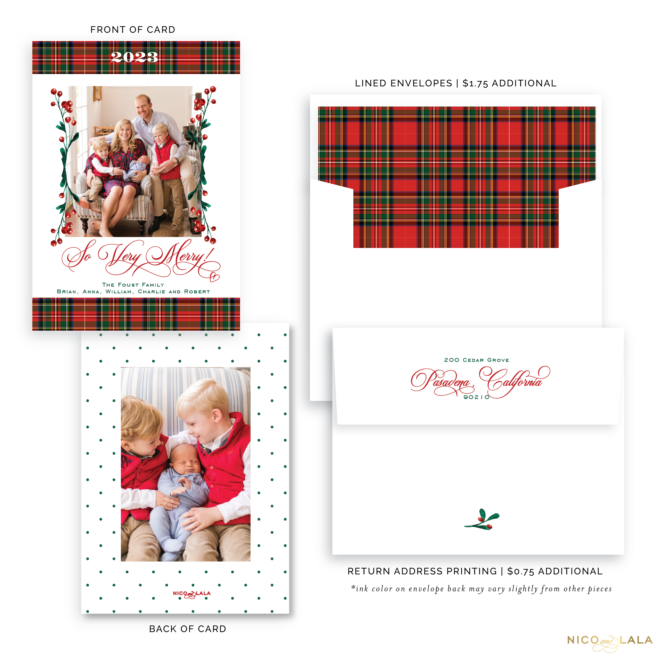 Very Merry Plaid Christmas Card, Red
